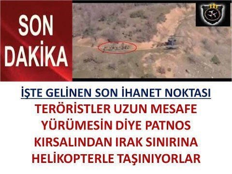 Teröristler Patnos kırsalından Irak sınırına helikopterle taşınıyor