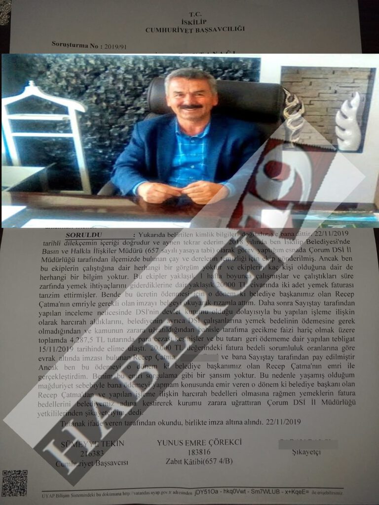 YARGI RECEP ÇATMA VE ÇORUM DSİ’NİN PEŞİNİ BIRAKMIYOR