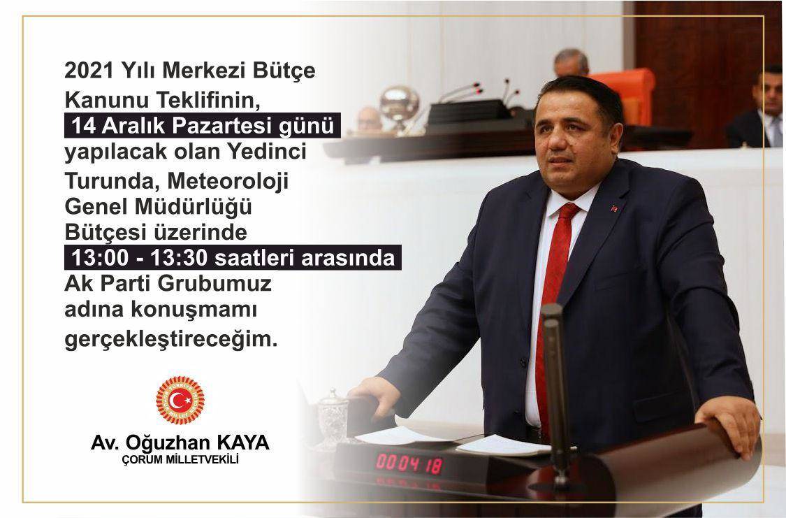 OĞUZHAN KAYA PAZARTESİ AKP GRUBU ADINA KONUŞACAK