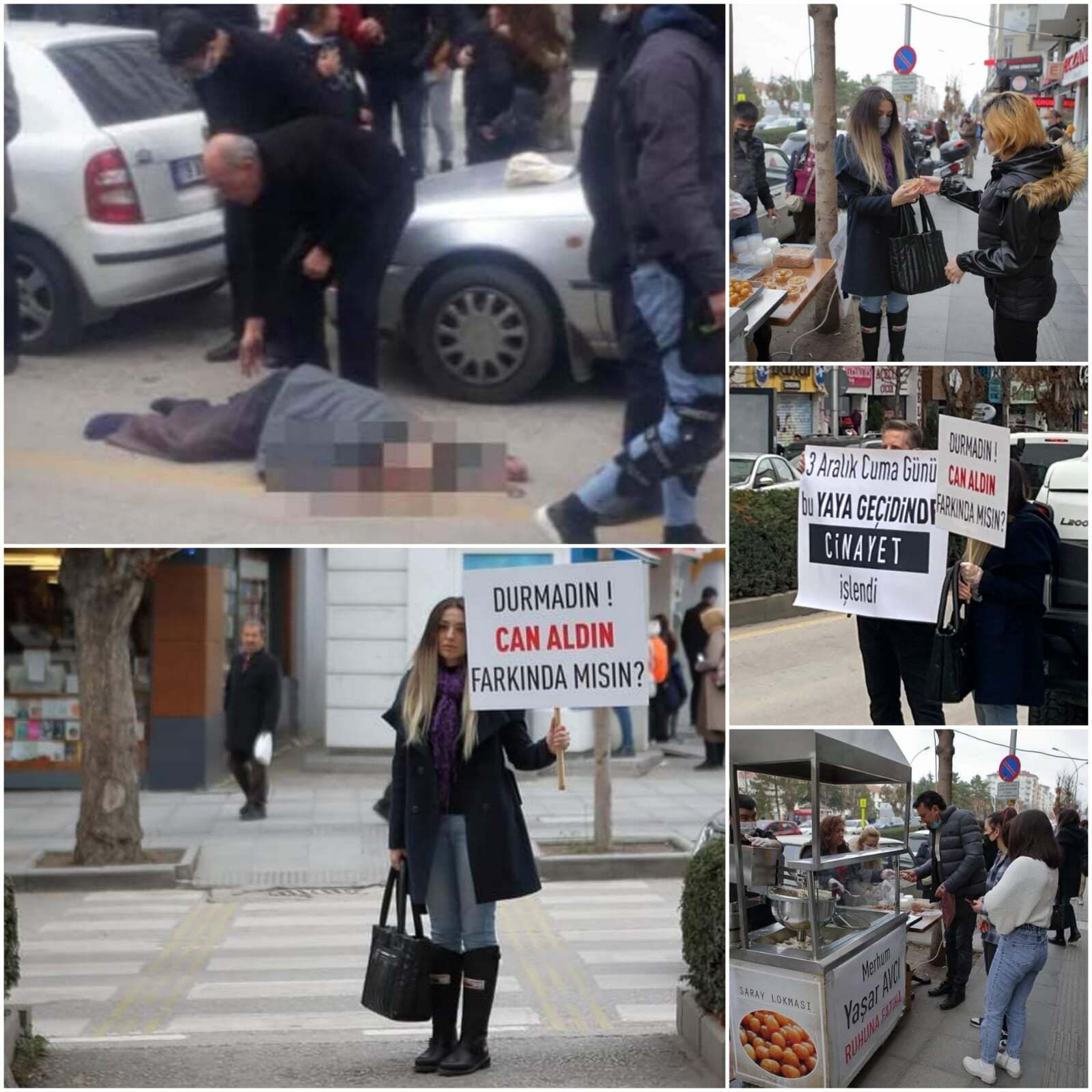 BABASINI ‘KAZADA’ KAYBETTİ YAYA GEÇİDİNDE PANKART AÇTI