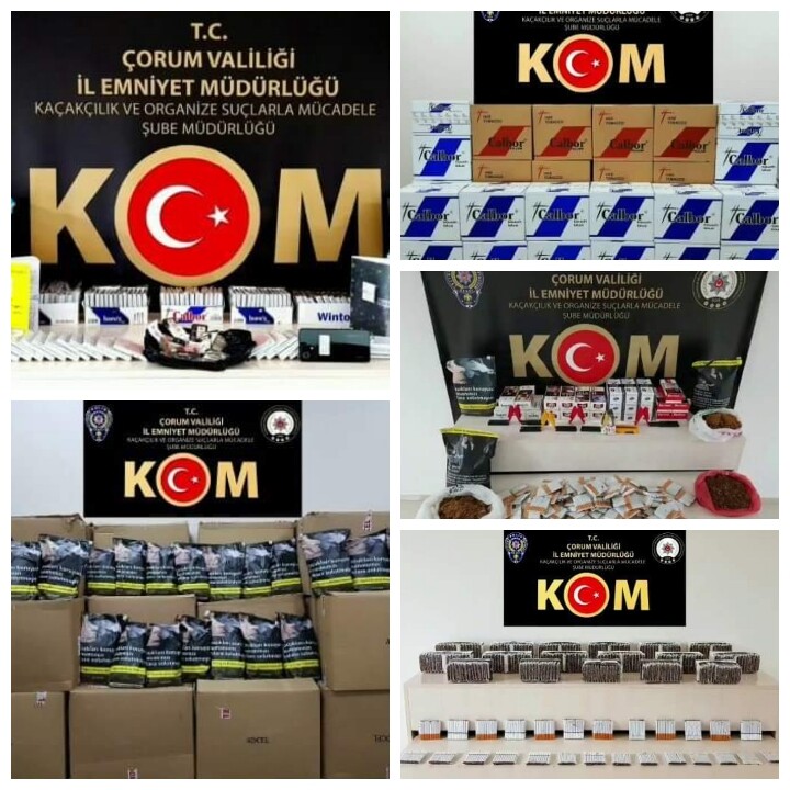 ÇORUM POLİSİNDEN 3 İLDE KAÇAK SİGARA OPERASYONU