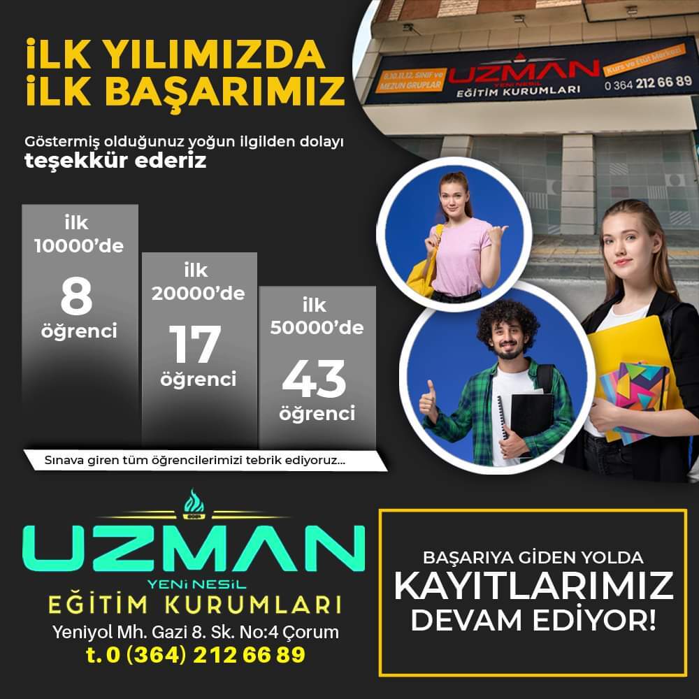 UZMAN EĞİTİM KURUMLARI İLK YILINDA İLK BAŞARISINI ALDI
