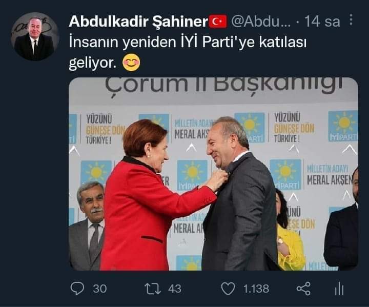 ABDULKADİR ŞAHİNER’İN PAYLAŞIMI TWİTTER’DA GÜNDEM OLDU