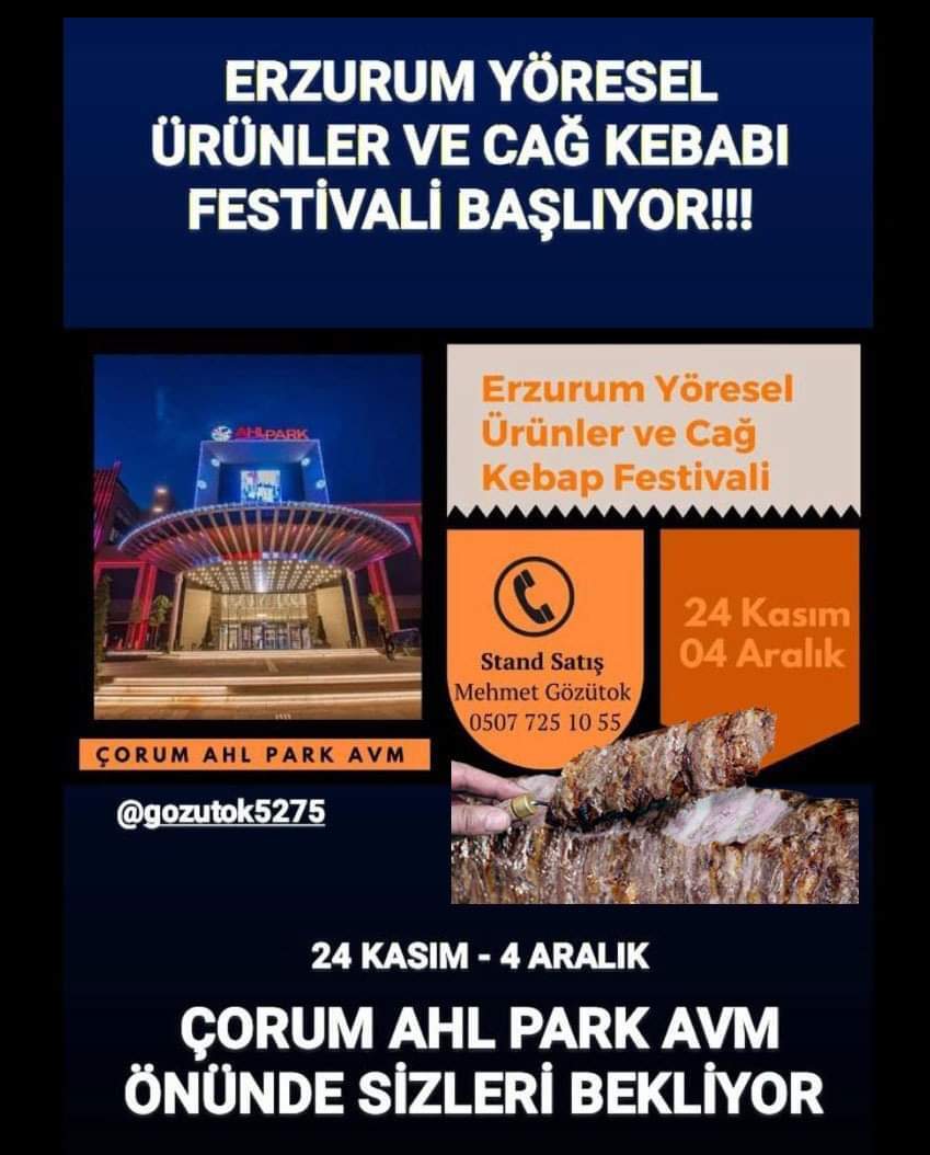 ERZURUM YÖRESEL ÜRÜNLER VE<br>CAĞ KEBABI FESTİVALİ BAŞLADI…