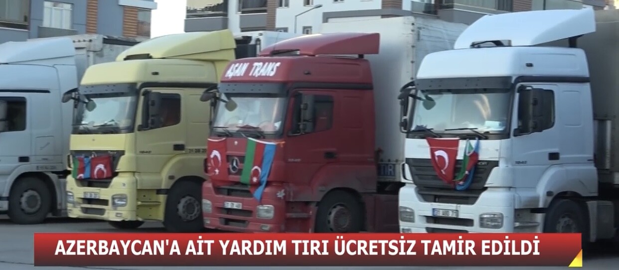 ARIZALANAN AZERBAYCAN’A AİT YARDIM TIRI ÇORUM’DA ÜCRETSİZ TAMİR EDİLDİ