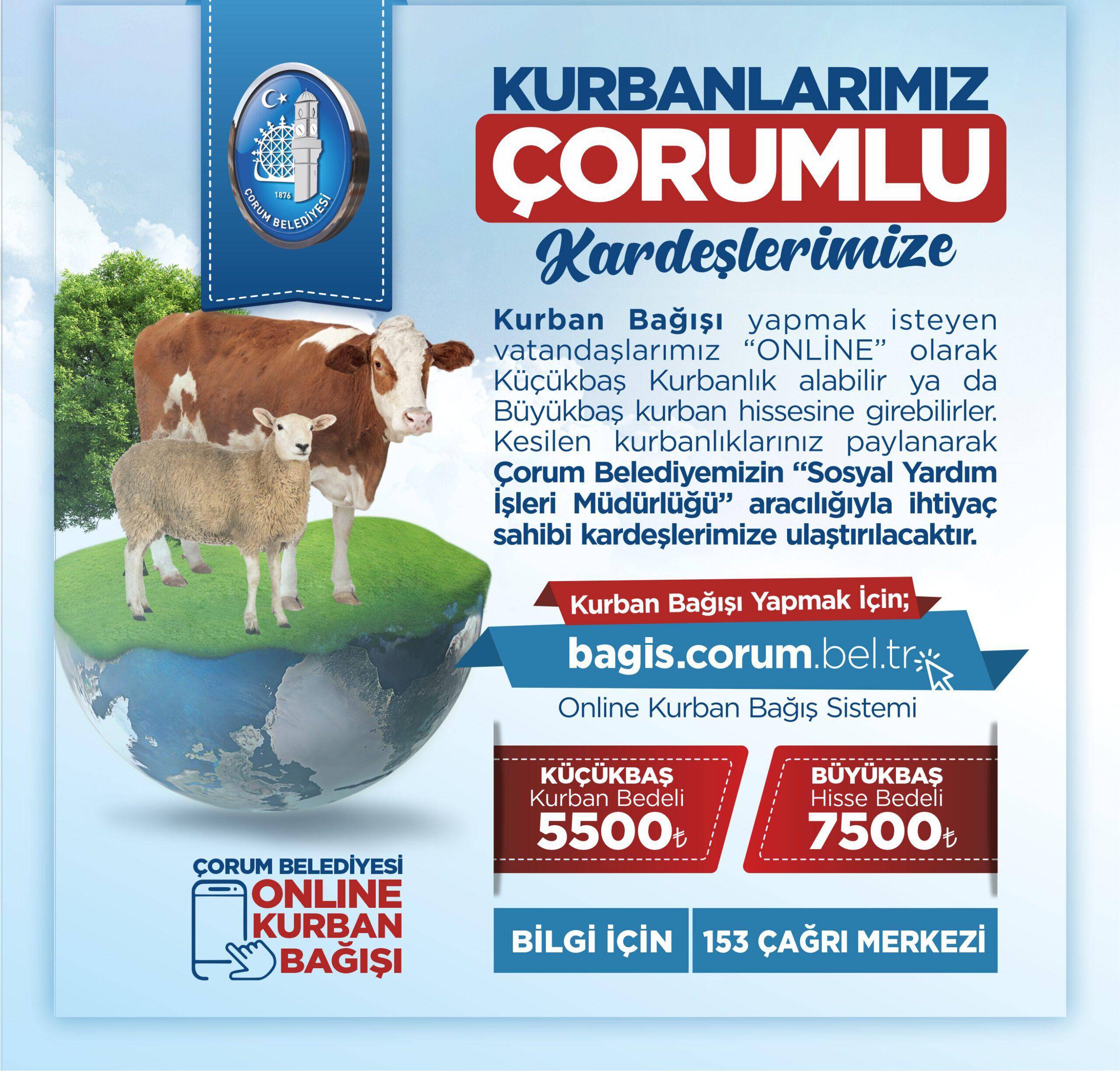 Çorum Belediyesi’nde online kurban bağışı 