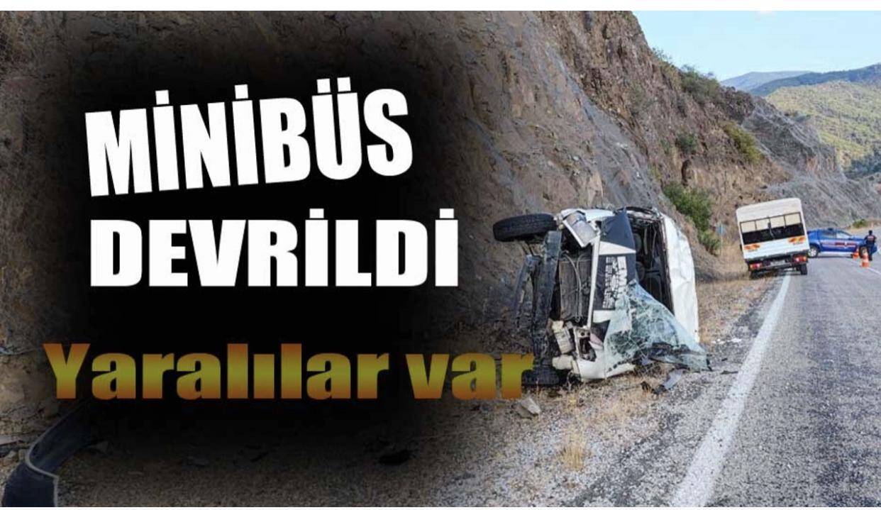 Minibüs devrildi 2Yaralı