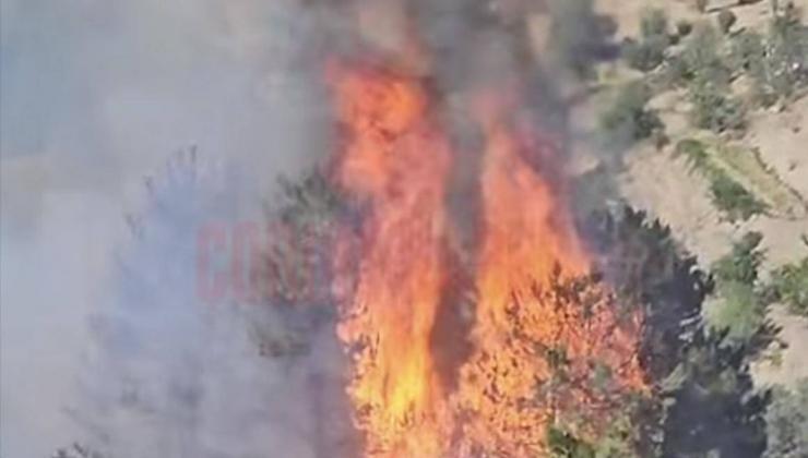 Çorum’daki orman yangınına helikopterle müdahale ediliyor