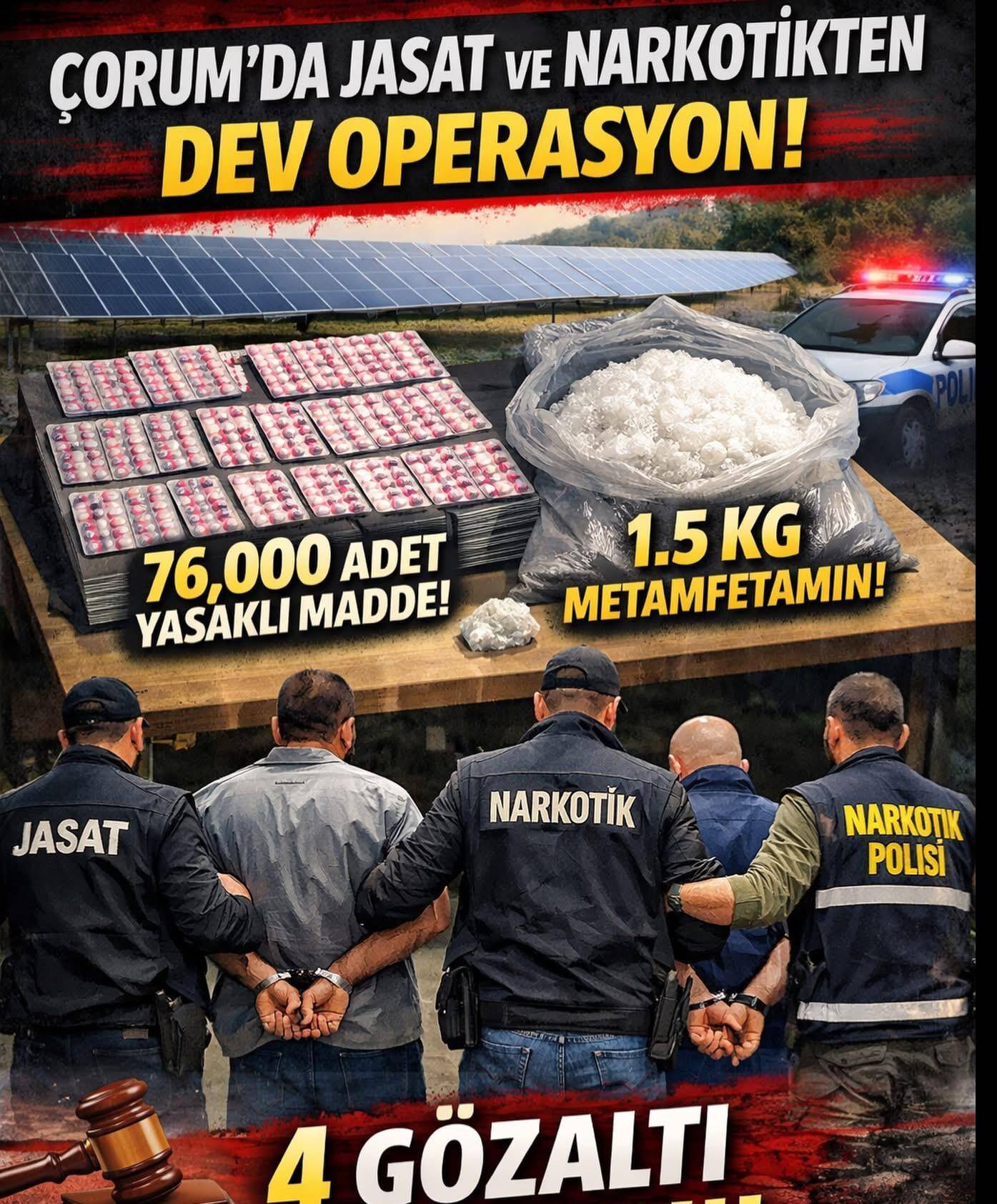 Çorum’da Zehir Tacirlerine Ağır Darbe: Güneş Panelleri Arasında Dev Operasyon!